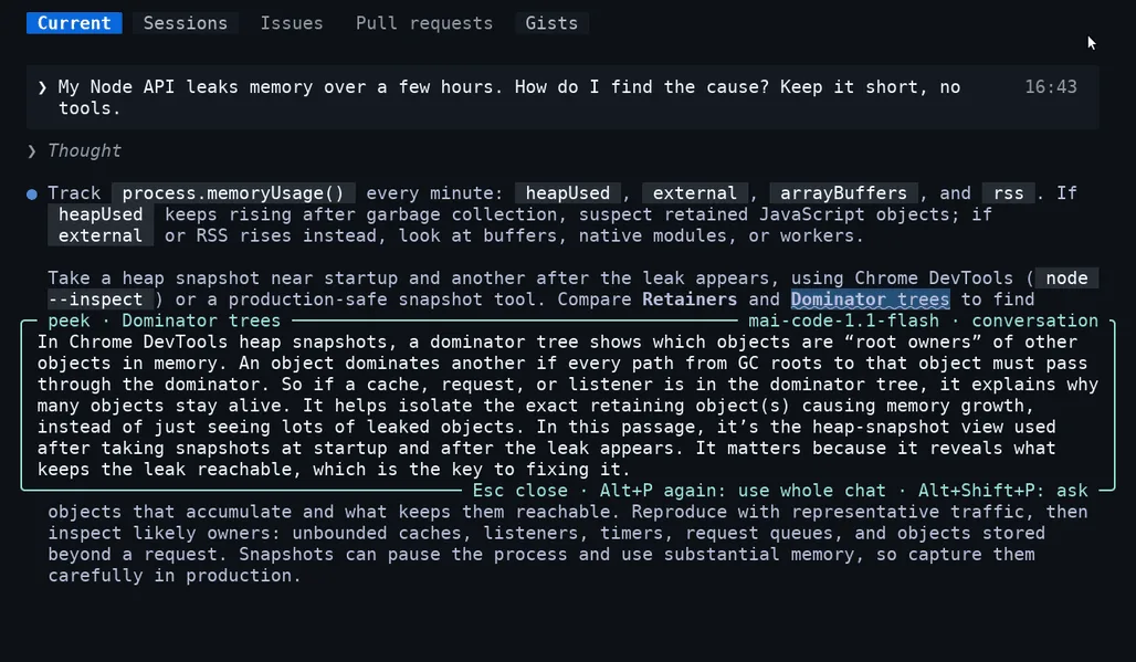 peekme in GitHub Copilot CLI